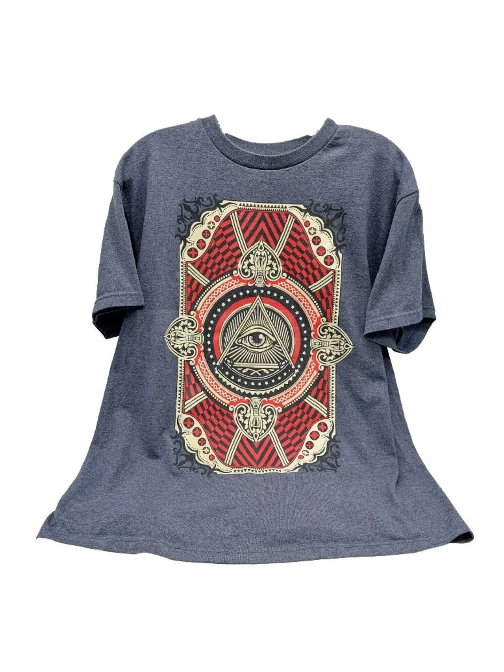 Tony Hawk Eye You Up Graphic Tee T-Shirt Heather Gray Blue Size Large